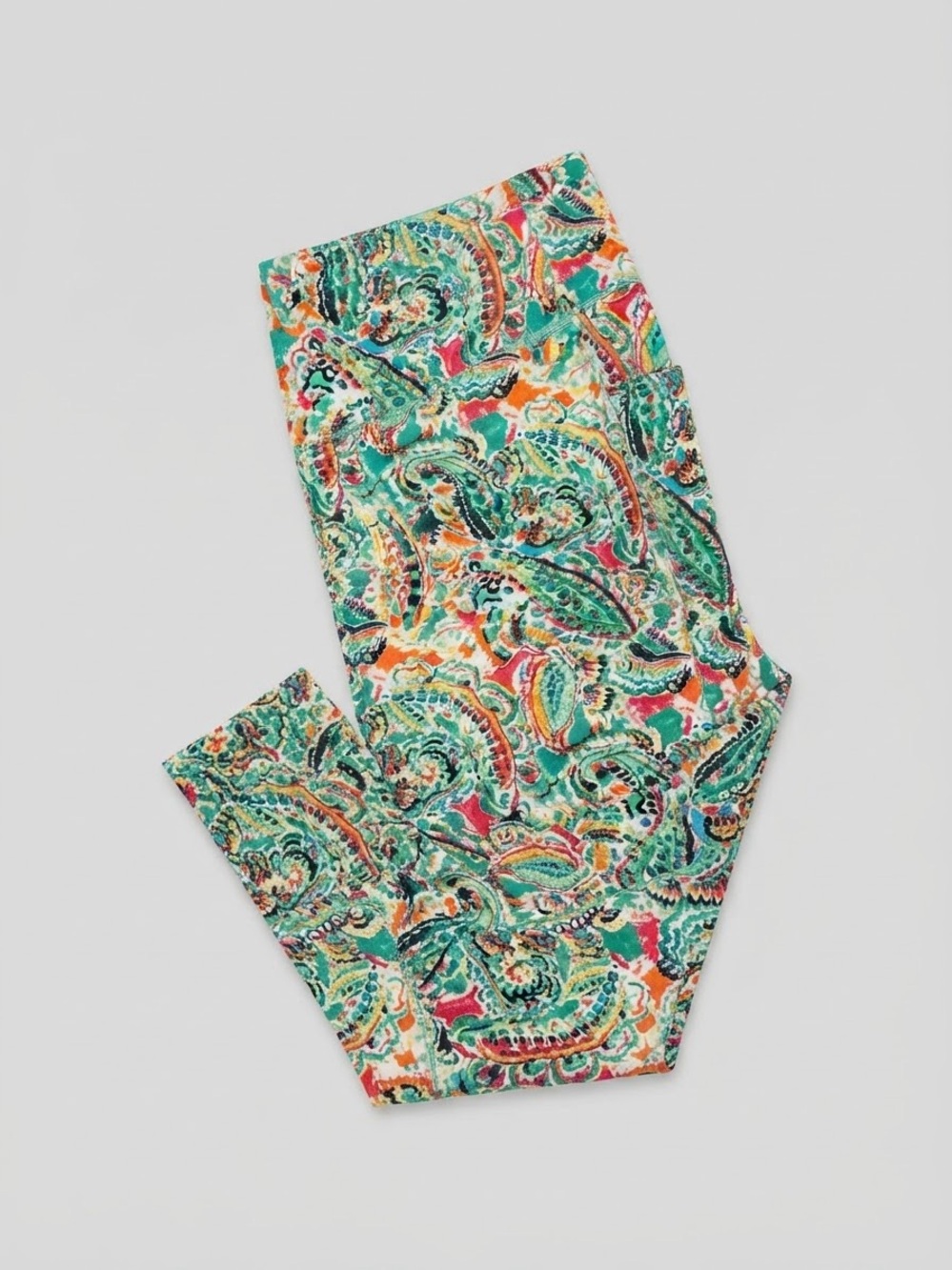 Belle by Kim Gravel Teal Multicolor Paisley Leggings 2XP